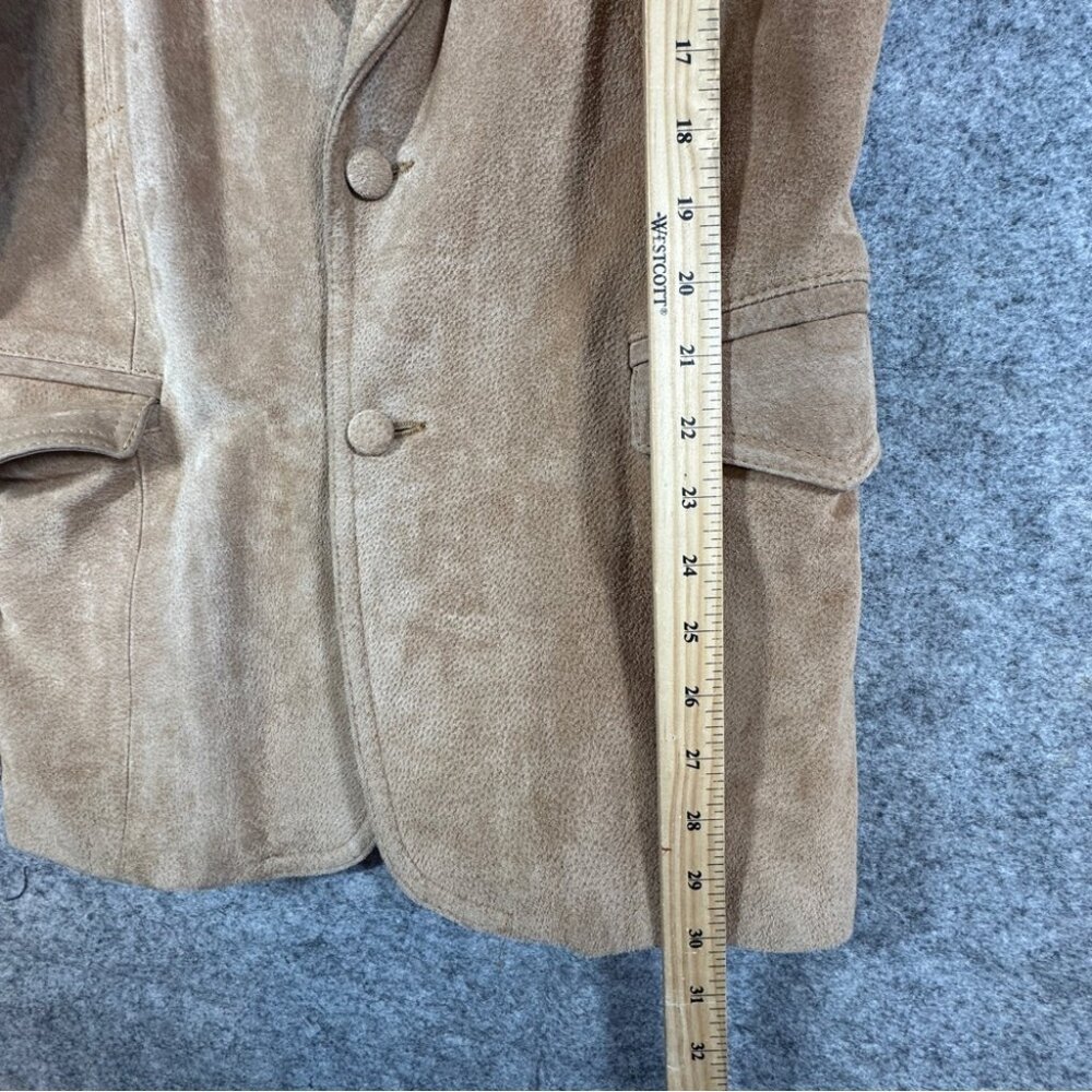 Vintage American West Suede Leather Blazer Tan Western Jacket Rodeo Festival - Picture 8 of 16